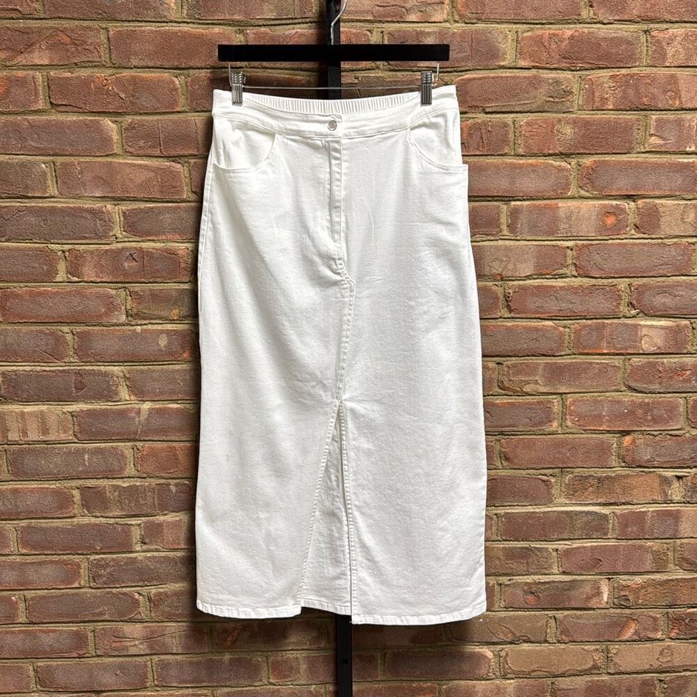 Skies Are Blue Women’s White Long Jean Skirt Size Medium - Picture 2 of 9